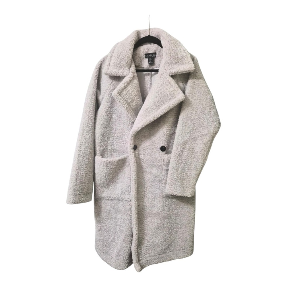 Rachel Zoe Teddy Coat XL Gray Sherpa Faux Shearling Double Breasted Oversized